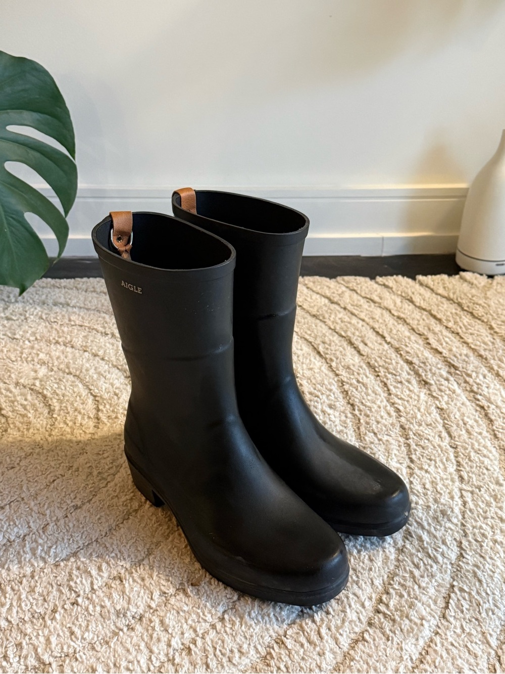 Aigle Black Mid-Calf Rain Boots